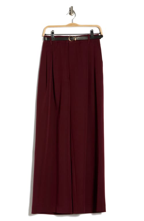 Gemma + Jane Double Pleat Wide Leg Pants In Burgundy