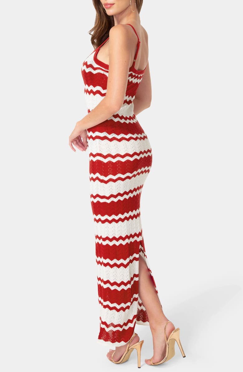 bebe Stripe Knit Maxi Dress, Alternate, color, Burgundy