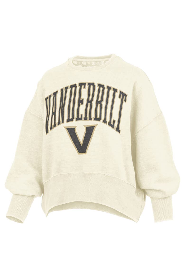 Women's Pressbox Natural Vanderbilt Commodores Oversized Waist-Length Crewneck Sweatshirt, Alternate, color, Natural