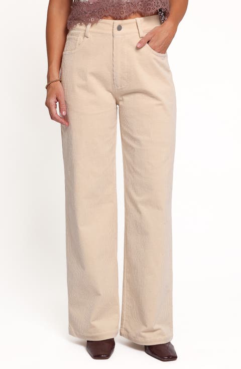 Kendall High Waist Straight Leg Corduroy Pants