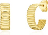 The Lovery Fine Jewelry Fluted Gold C-Hoop Earrings