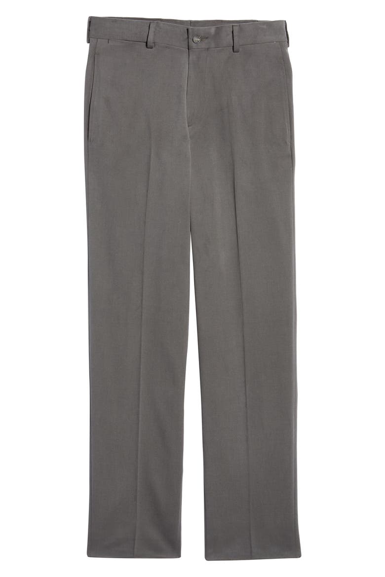 Charleston Khakis Flat Front Brushed Stretch Twill Pants, Alternate, color, GREY