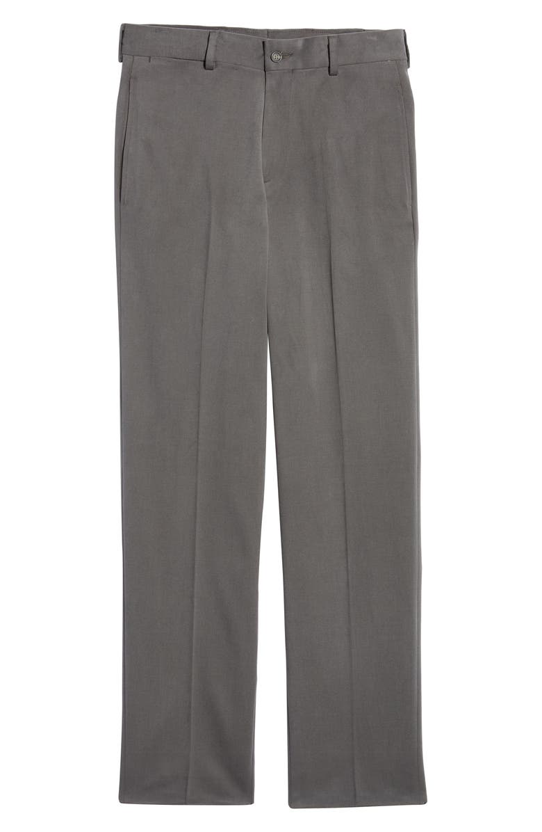 Berle Charleston Khakis Flat Front Brushed Stretch Twill Pants, Alternate, color, Grey