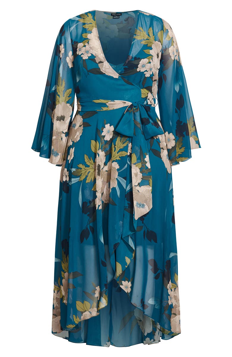 City Chic Eleanor Floral Long Sleeve Maxi Wrap Dress, Alternate, color, 