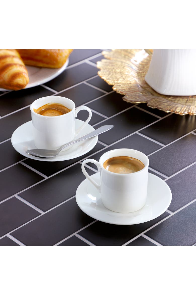 Aspin 12 Piece 2.5 Ounce Porcelain Espresso Cup Set  with Saucers, Alternate, color, White