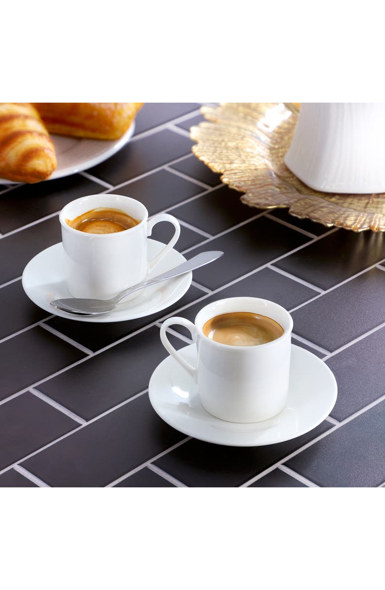 Elama Aspin 12 Piece 2.5 Ounce Porcelain Espresso Cup Set with Saucers, Alternate, color, White
