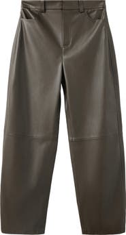 MANGO High Waist Faux Leather Balloon Leg Pants