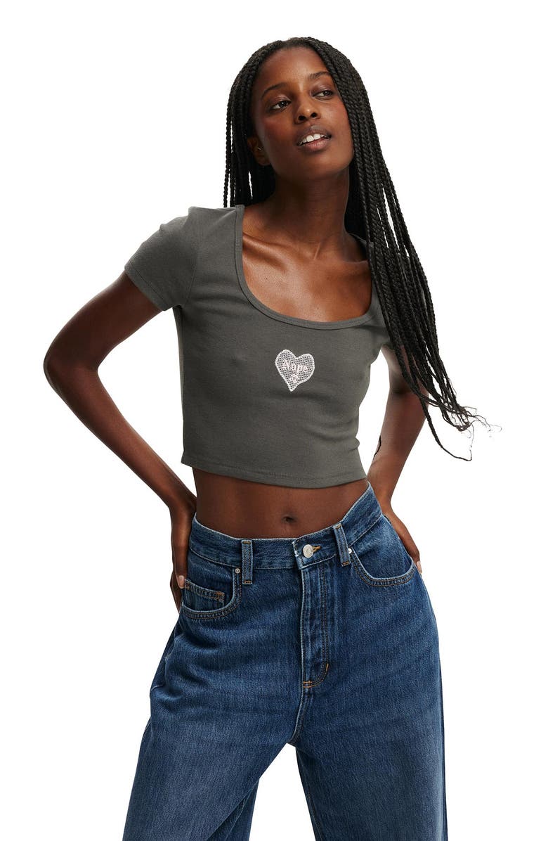 Cotton On Women's Scooped Crop Rib Tee, Main, color, 