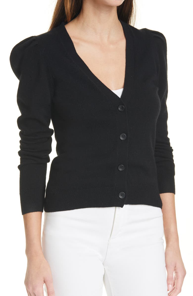 autumn cashmere V-Neck Puff Sleeve Cashmere Cardigan, Alternate, color, 