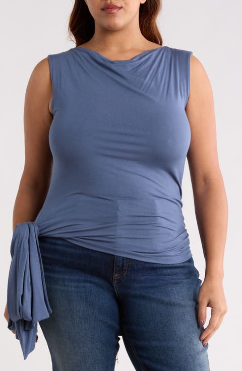 Side Tie Stretch Modal Top (Plus)