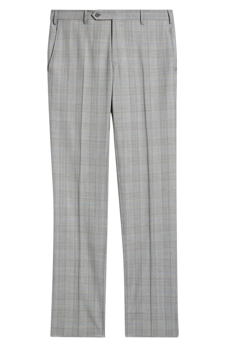 Zanella Parker Flat Front Plaid Wool Dress Pants, Main, color, Stone