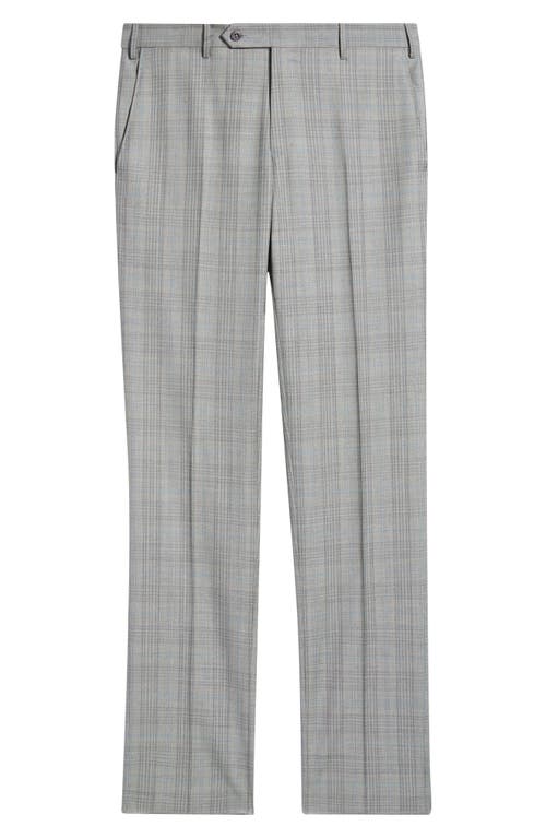 Zanella Parker Flat Front Plaid Wool Dress Pants In Gray