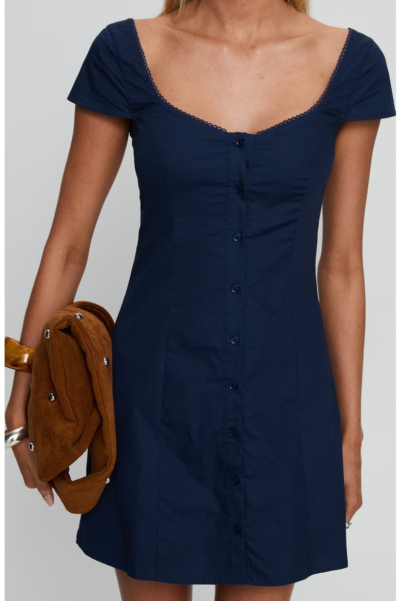 Marisella Scoop Neck Button-Up Minidress, Alternate, color, NAVY