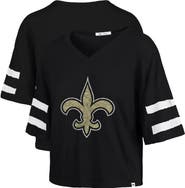 '47 Women's '47 Black New Orleans Saints Premier Scout Cropped V-Neck T-Shirt