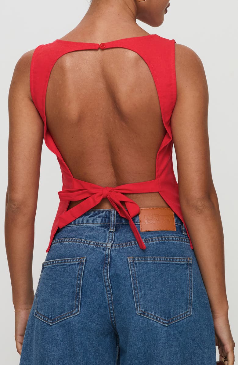 Princess Polly Lilitina Open Back Cotton & Linen Tank, Alternate, color, Red