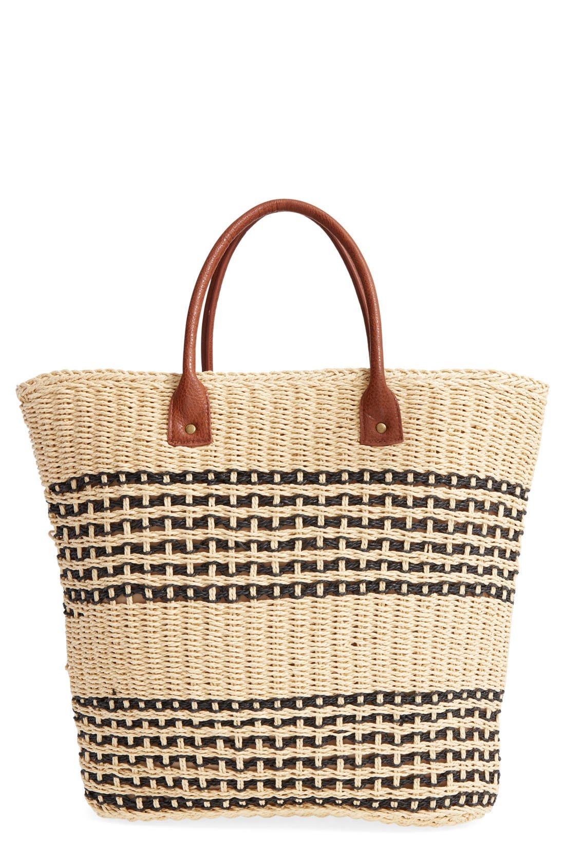 San Diego Hat Stripe Straw Tote, Main, color, 