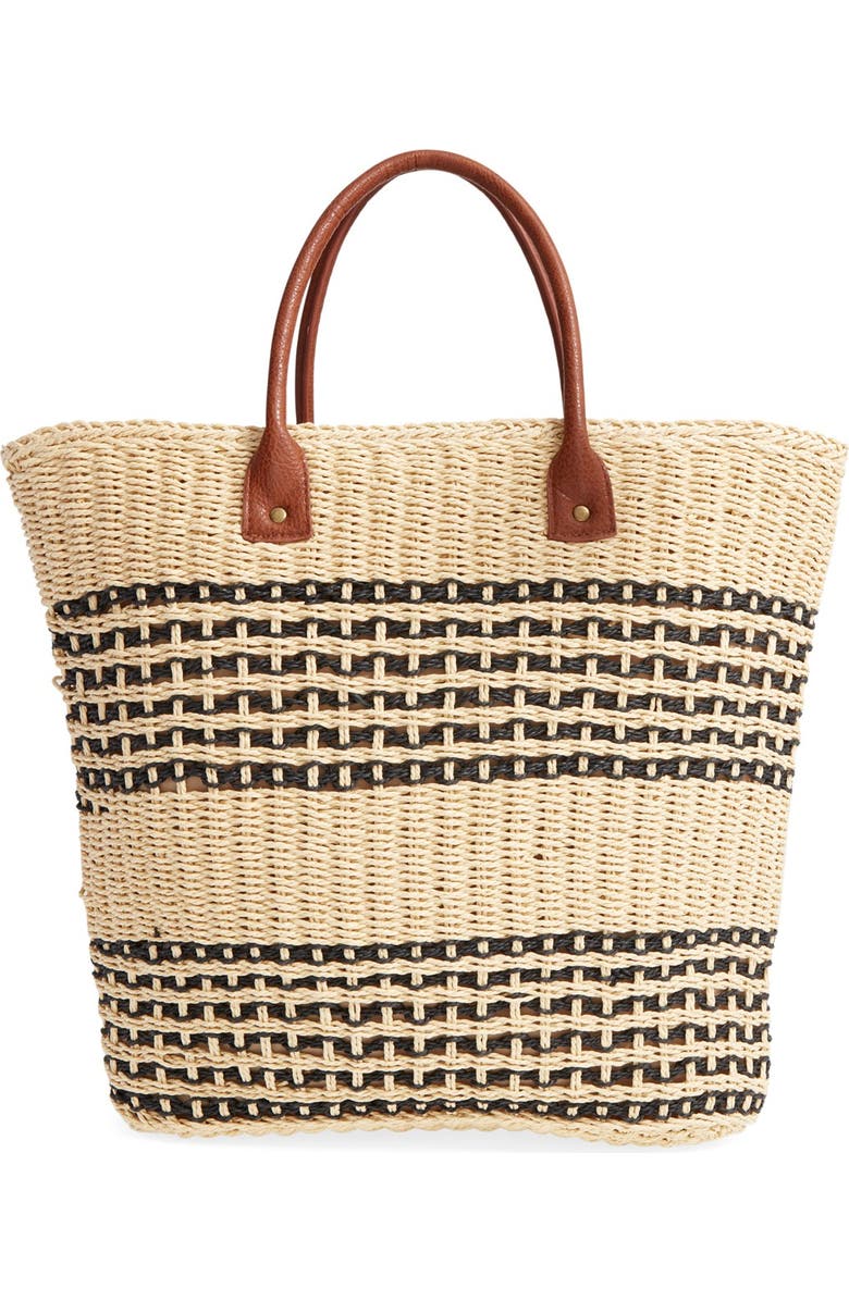 San Diego Hat Stripe Straw Tote, Main, color,