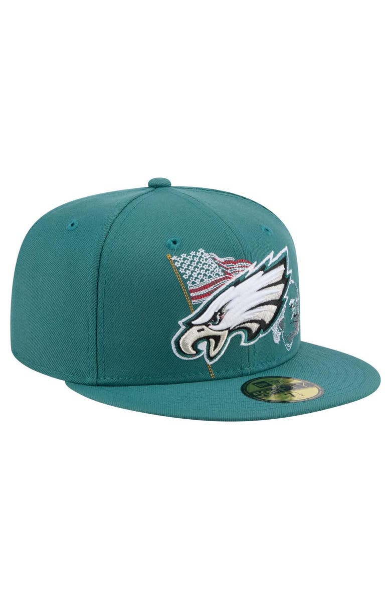 New Era Men's New Era Midnight Green Philadelphia Eagles State Stitch 59FIFTY Fitted Hat, Alternate, color, Green