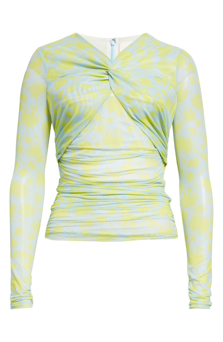 Cinq à Sept Aniya Floral Mesh Top, Alternate, color, Serene Sky/ Fresh Lime