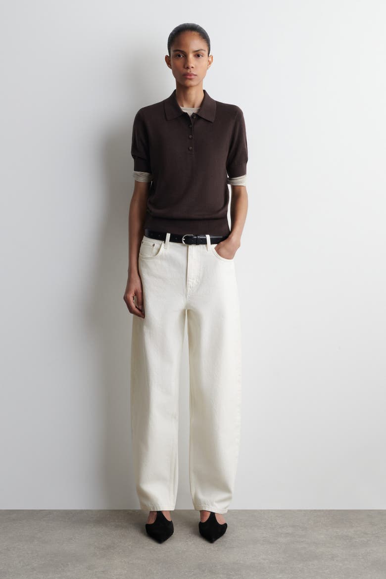 Shrunken Wool-Blend Polo Shirt, Alternate, color, DARK BROWN