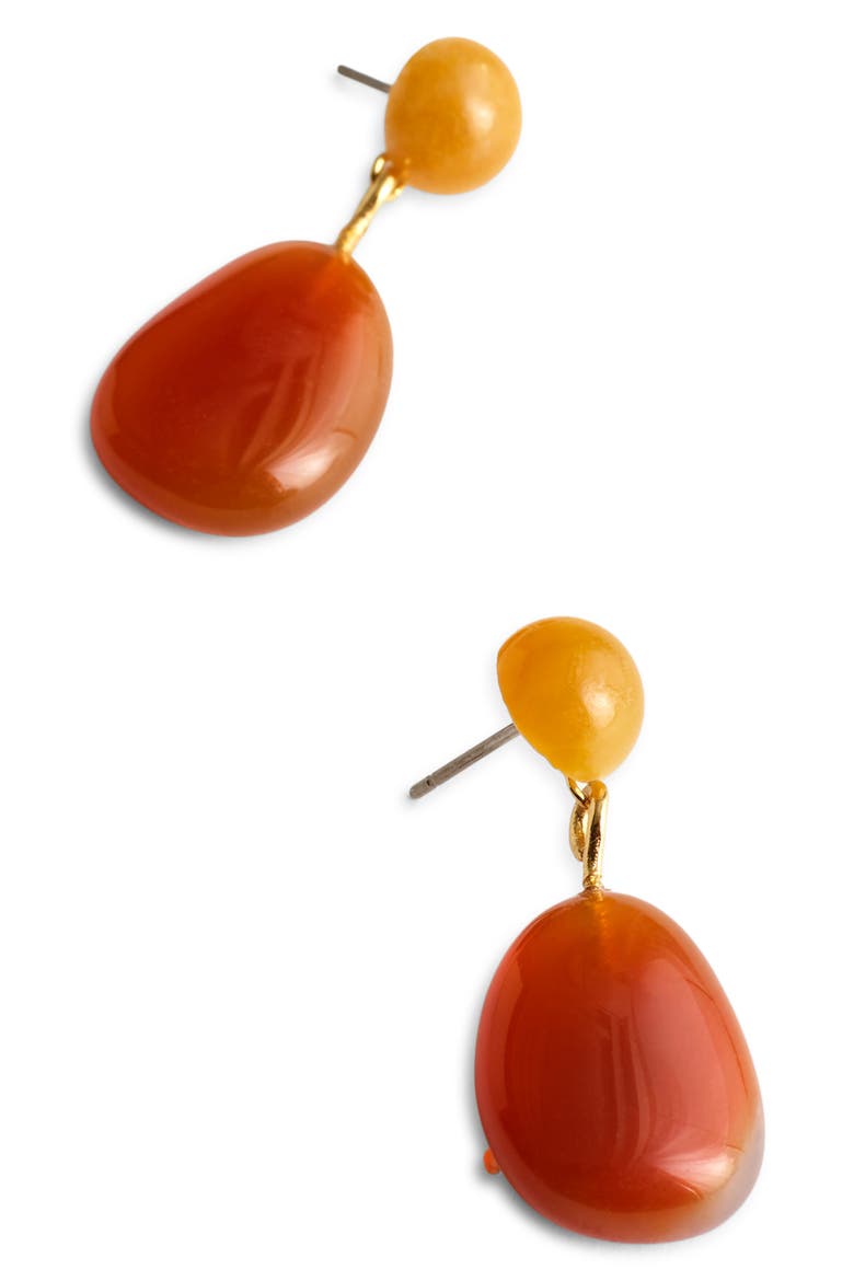 Stone Double Drop Earrings, Main, color, RED AVENTURINE