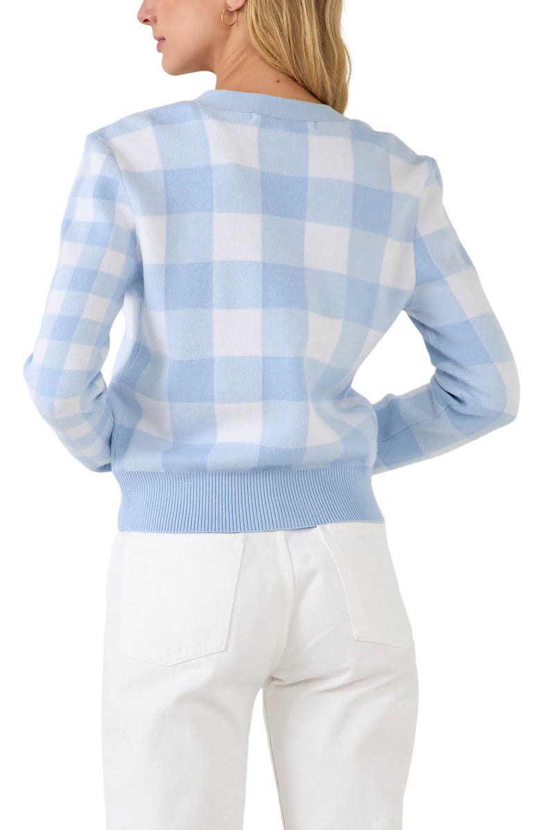English Factory Gingham Knit Cardigan, Alternate, color,