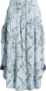 Treasure & Bond Scarf Print Drop Waist Midi Skirt