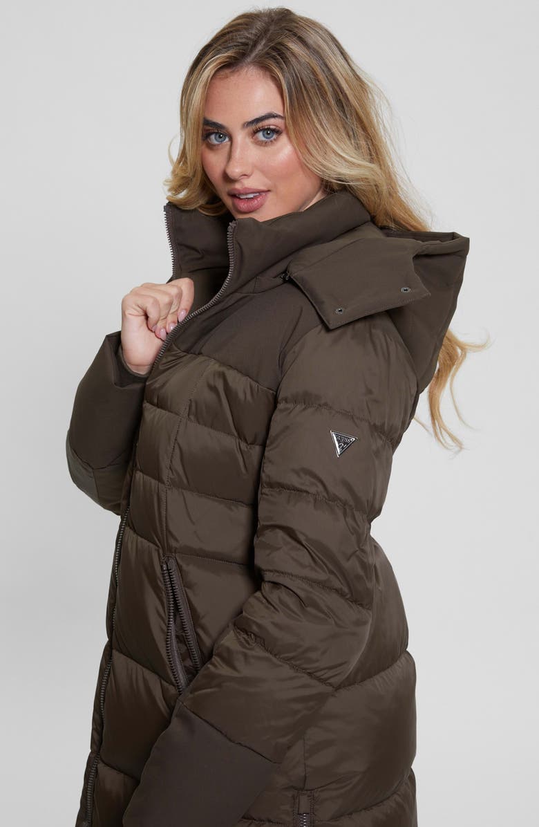 GUESS Carolyn Long Down Puffer Coat with Removable Hood, Alternate, color, 