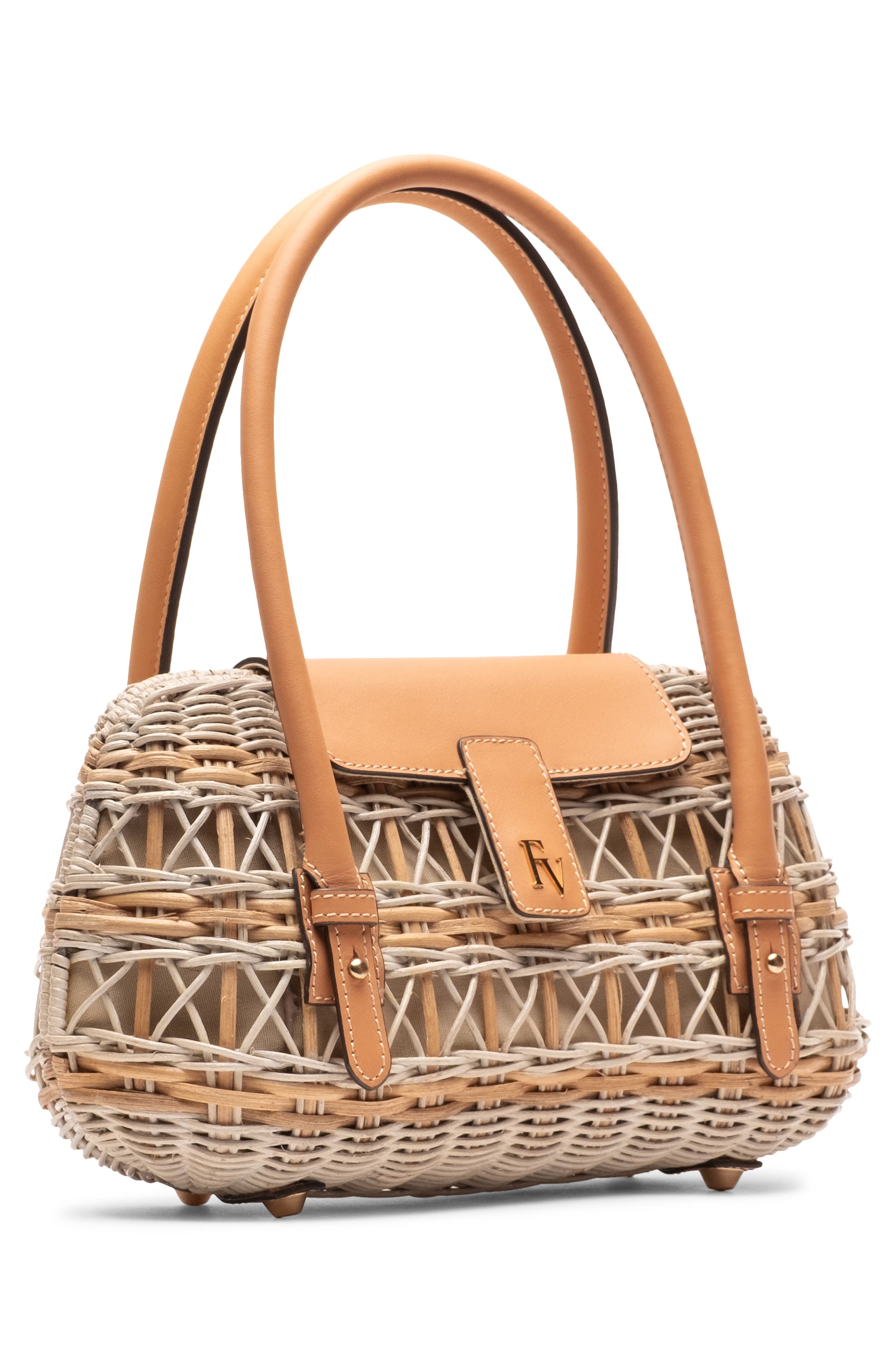 Tweety Basket Wicker & Leather Handbag, Alternate, color, WHITE/ TOAST