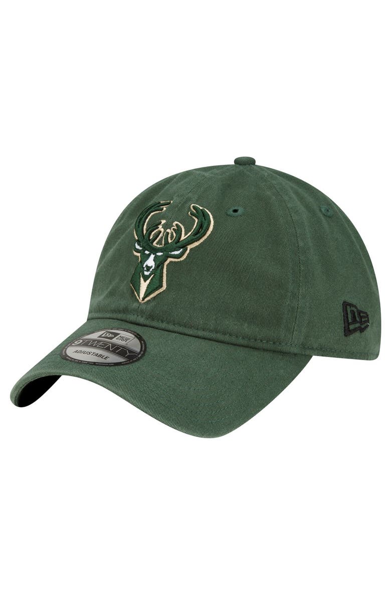 New Era Men's New Era Hunter Green Milwaukee Bucks Team 2.0 9TWENTY Adjustable Hat, Main, color, 
