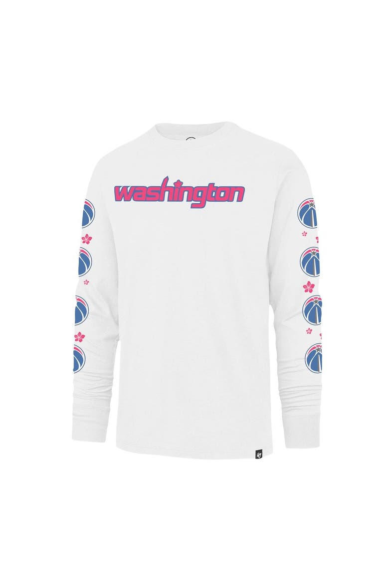 Men's '47 White Washington Wizards City Edition Downtown Franklin Long Sleeve T-Shirt, Alternate, color, White
