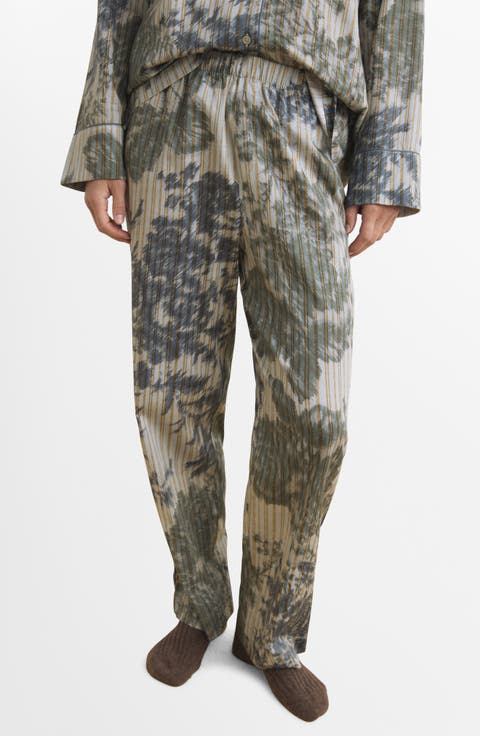 Blurred Print Cotton Pajama Pants