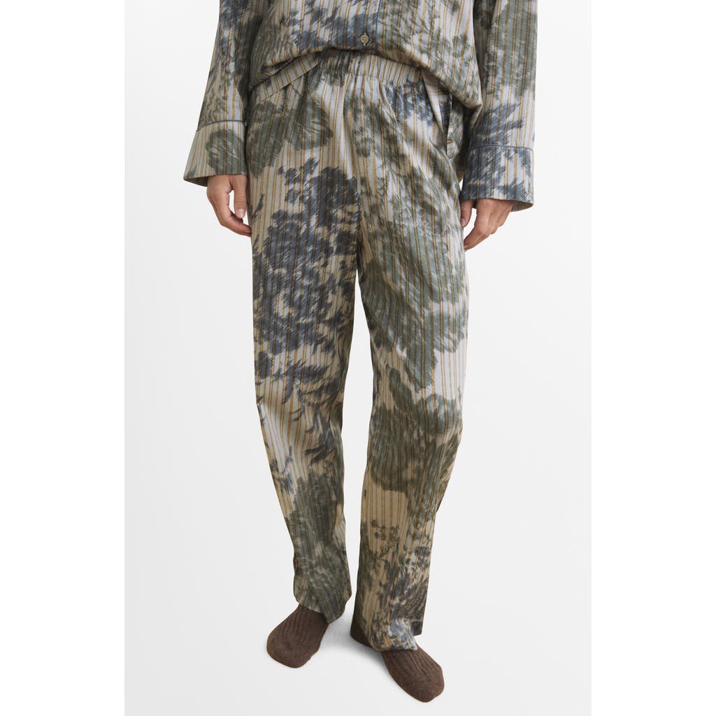 Mango Blurred Print Cotton Pajama Pants In Gray