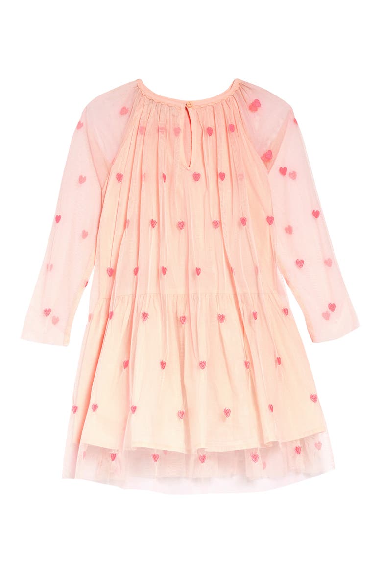 Stella McCartney Heart Embroidered Tulle Dress, Alternate, color, PINK