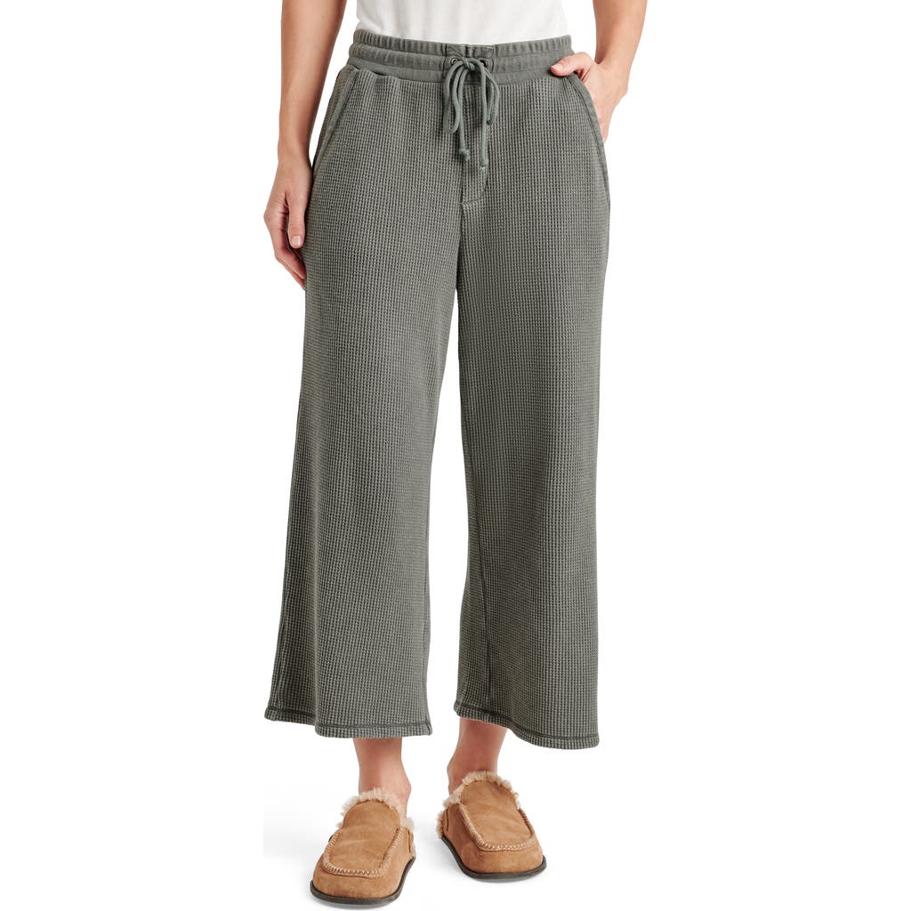 Splendid Alina Waffle Wide Leg Pants In Soft Vintage Olive Branch In Soft Vintage Olive Branch