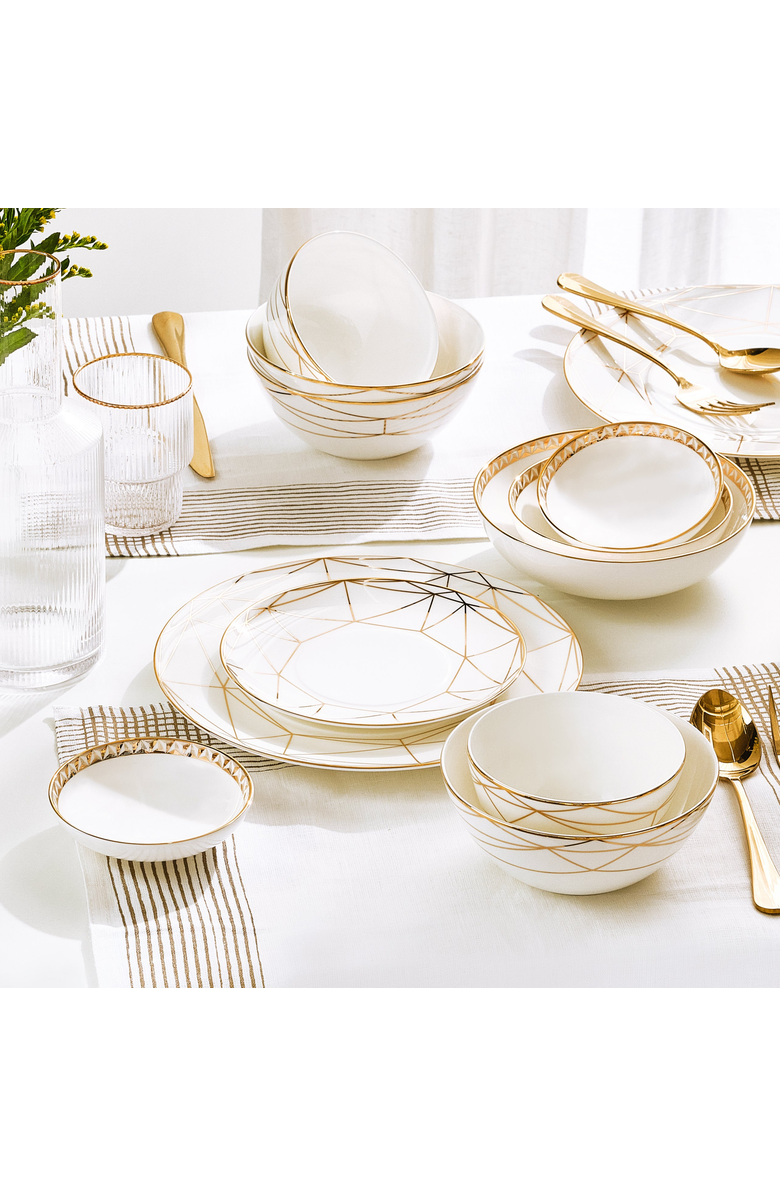 Prouna Gem Cut Gold Salad / Dessert Plate, Alternate, color, White