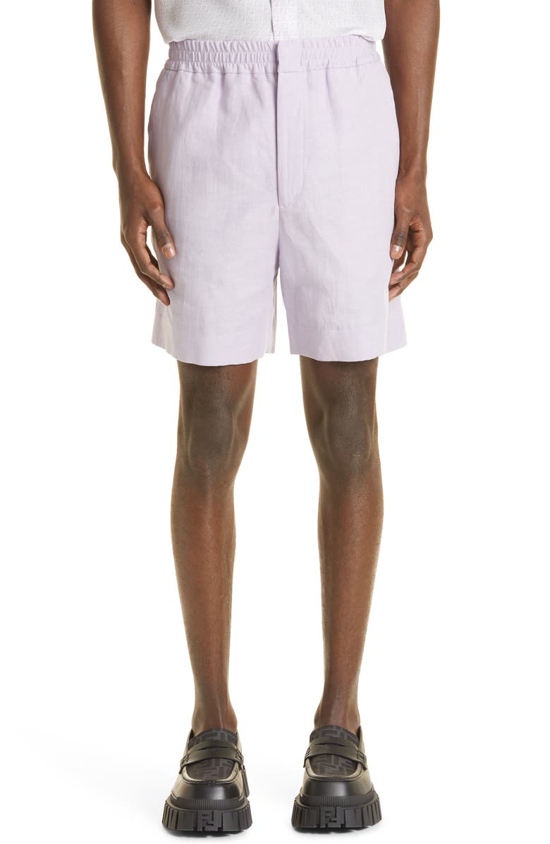 Fendi Linen Blend Shorts, Main, color, 