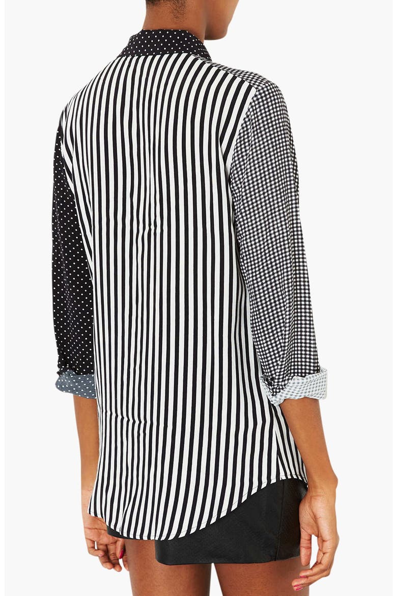 Mixed Print Shirt, Alternate, color, BLACK