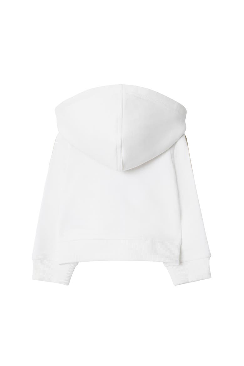 Check Trim Cotton Zip Hoodie, Alternate, color, White