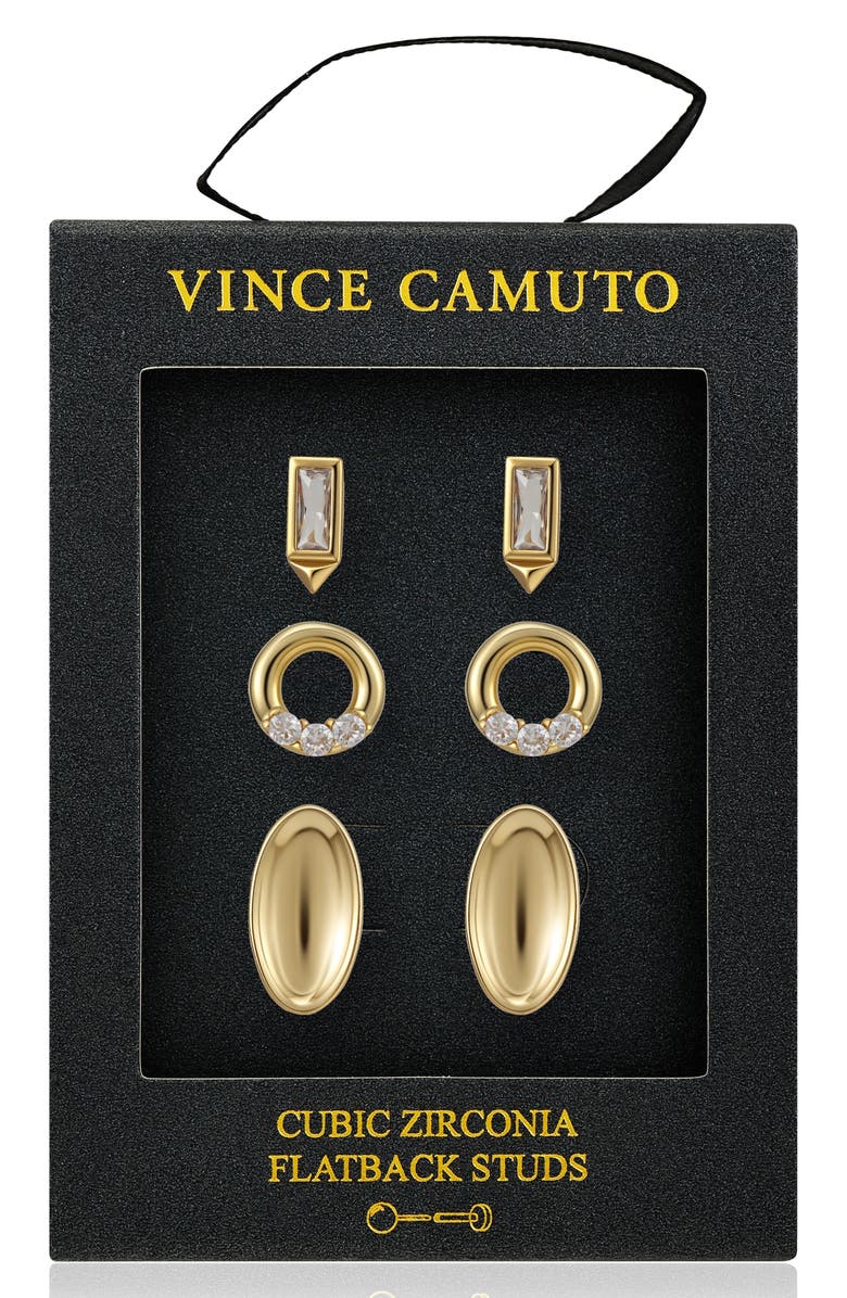 Vince Camuto Set of 3 Assorted Stud Earrings, Alternate, color, Gold