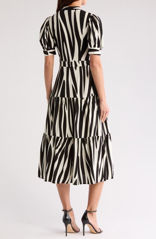 By Design Grace Button Front Midi Dress In Contrast Zebra