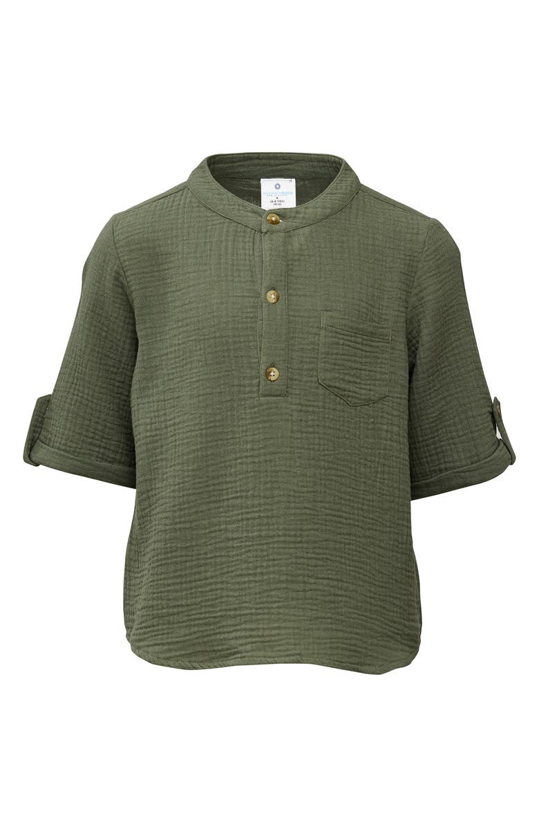 Snapper Rock Kids' Frankie Cotton Gauze Henley Top, Main, color, Green