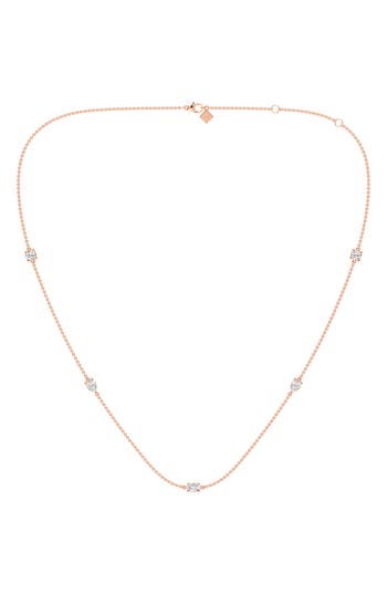 Everyday By Hautecarat Mixed Shape Diamond Station Necklace In 14k Rose Gold