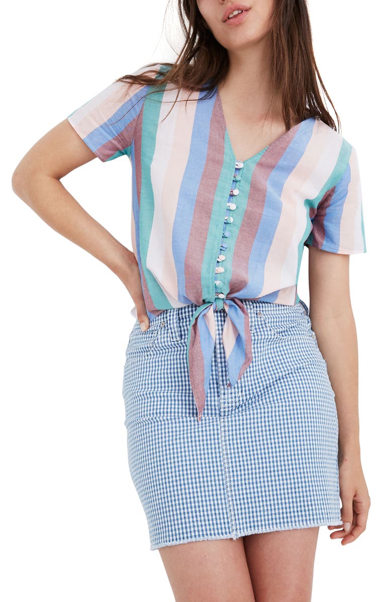 Madewell Novel Tie Front Button Top, Main, color,