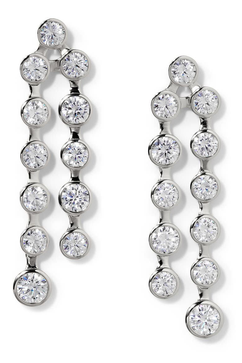 Brooklyn Cubic Zirconia Linear Drop Earrings, Main, color, RHODIUM