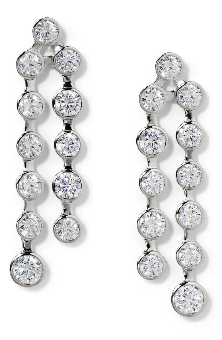 Nadri Brooklyn Cubic Zirconia Linear Drop Earrings, Main, color, Rhodium