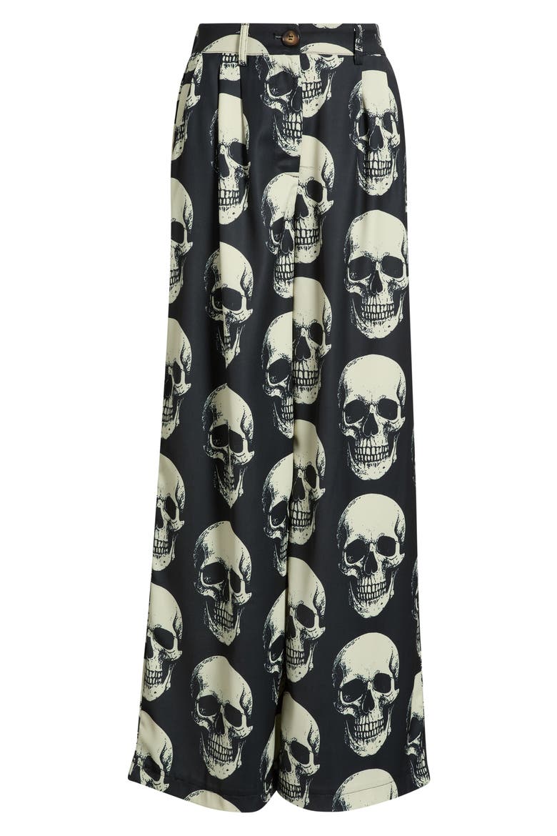 Never Taking These Off Skull Print Wide Leg Trousers, Main, color, BLACK SKULLS