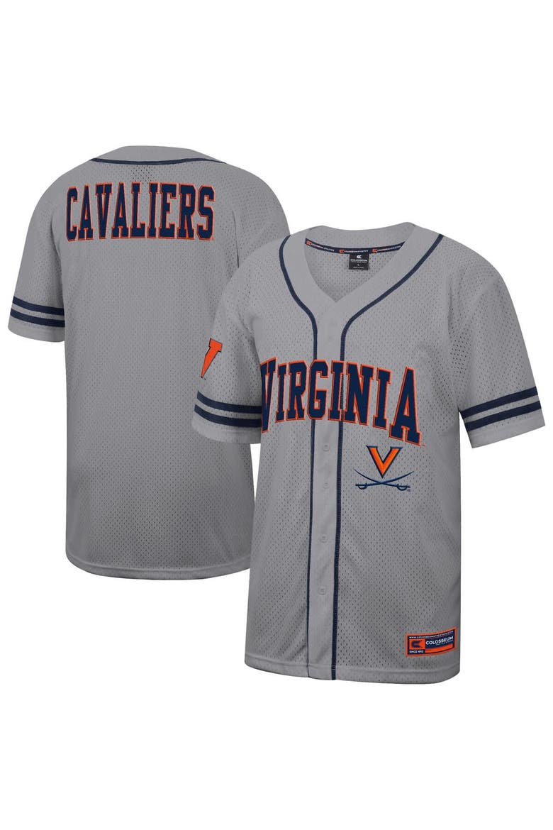 Men's Colosseum Gray Virginia Cavaliers Free Spirited Baseball Jersey, Main, color, Gray