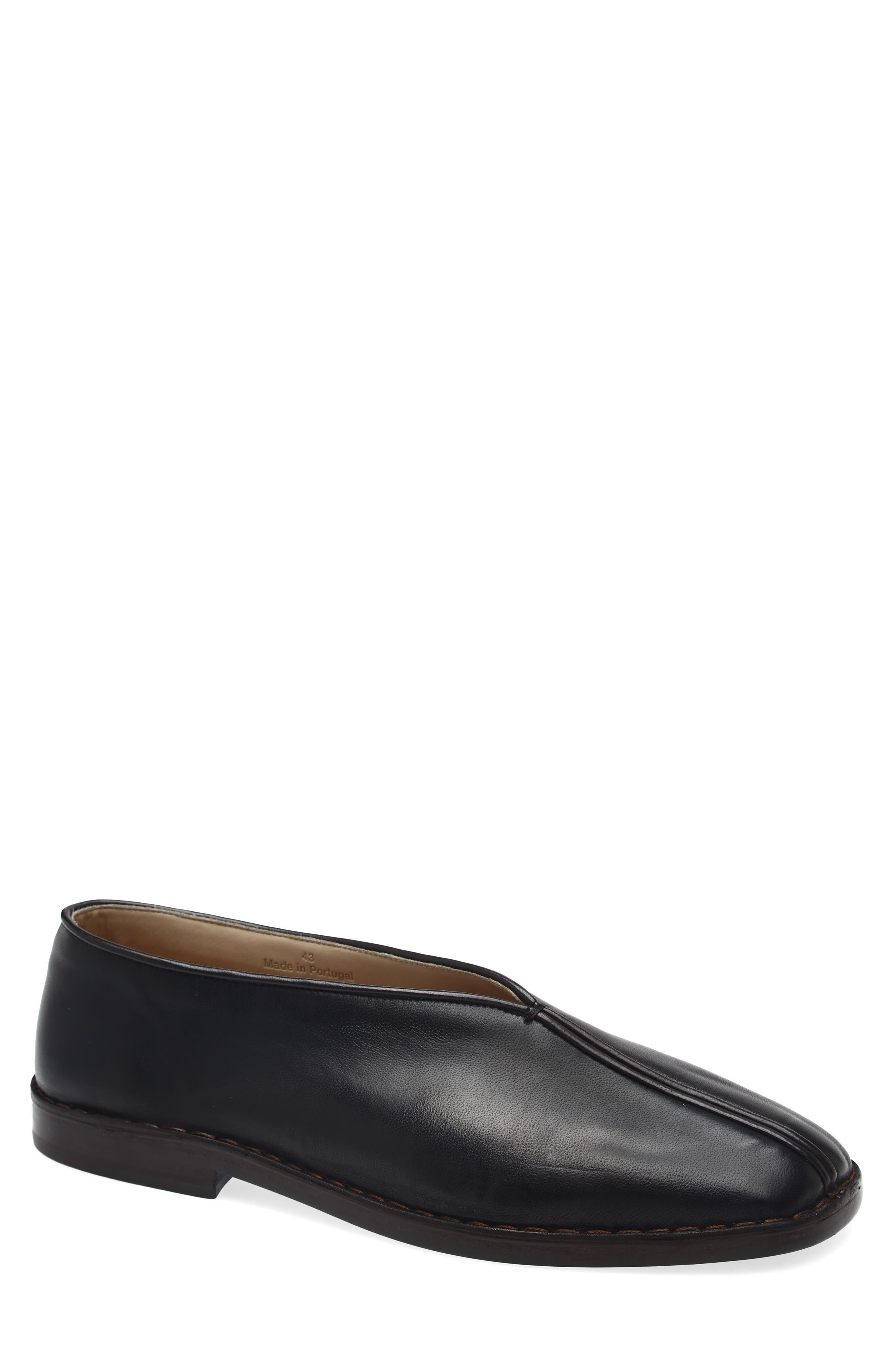 Lemaire Piped Leather Loafer, Main, color, Black/ Dark Chocolate