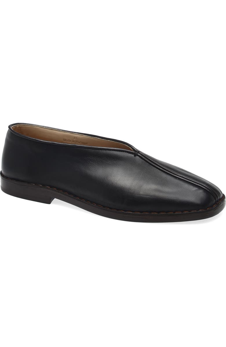 Lemaire Piped Leather Loafer, Main, color, Black/ Dark Chocolate